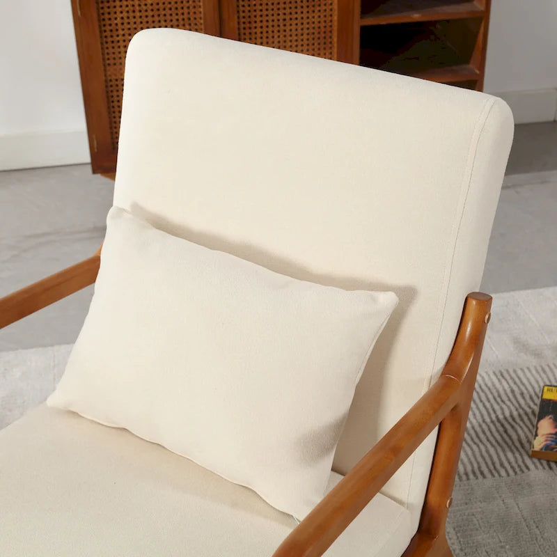 Moderner Akzentstuhl, gepolsterter Loungesessel aus Massivholz mit einem Kissen für Wohnzimmer, Schlafzimmer oder Gästezimmer
