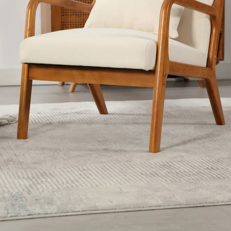 Moderner Akzentstuhl, gepolsterter Loungesessel aus Massivholz mit einem Kissen für Wohnzimmer, Schlafzimmer oder Gästezimmer