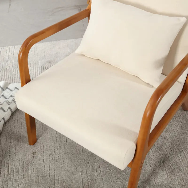 Moderner Akzentstuhl, gepolsterter Loungesessel aus Massivholz mit einem Kissen für Wohnzimmer, Schlafzimmer oder Gästezimmer