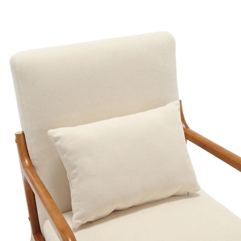 Moderner Akzentstuhl, gepolsterter Loungesessel aus Massivholz mit einem Kissen für Wohnzimmer, Schlafzimmer oder Gästezimmer