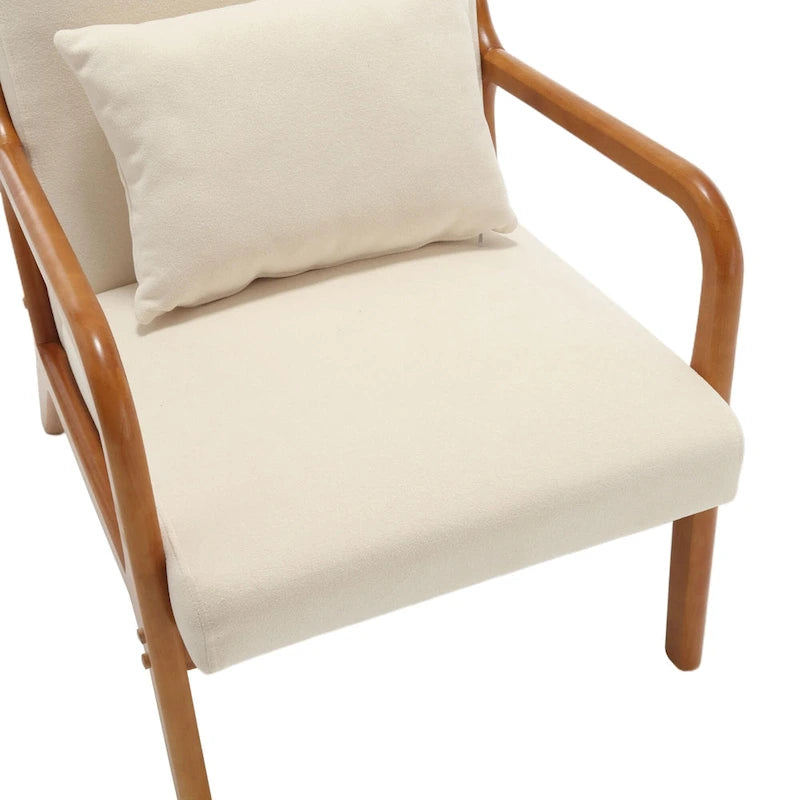 Moderner Akzentstuhl, gepolsterter Loungesessel aus Massivholz mit einem Kissen für Wohnzimmer, Schlafzimmer oder Gästezimmer