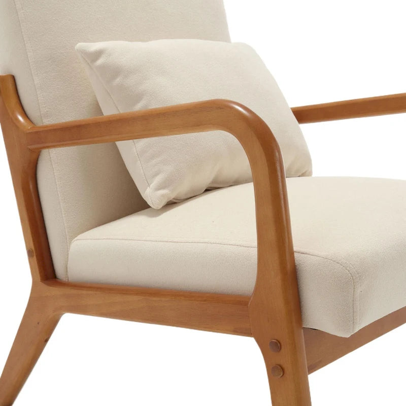 Moderner Akzentstuhl, gepolsterter Loungesessel aus Massivholz mit einem Kissen für Wohnzimmer, Schlafzimmer oder Gästezimmer