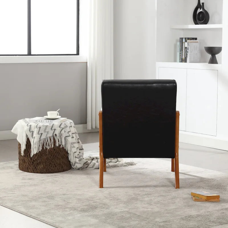 Moderner Akzentstuhl, gepolsterter Loungesessel aus Massivholz mit einem Kissen für Wohnzimmer, Schlafzimmer oder Gästezimmer