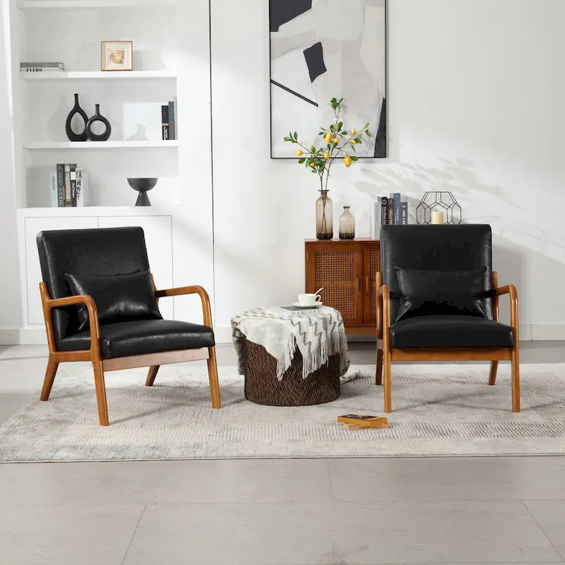 Moderner Akzentstuhl, gepolsterter Loungesessel aus Massivholz mit einem Kissen für Wohnzimmer, Schlafzimmer oder Gästezimmer