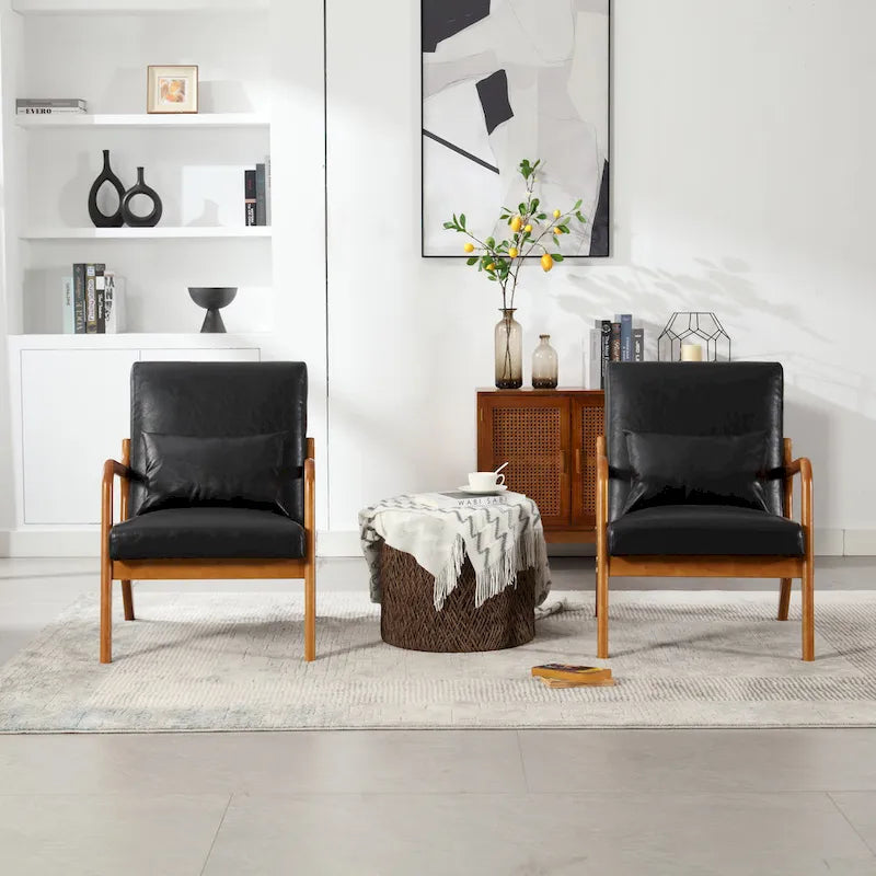 Moderner Akzentstuhl, gepolsterter Loungesessel aus Massivholz mit einem Kissen für Wohnzimmer, Schlafzimmer oder Gästezimmer