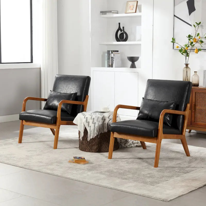 Moderner Akzentstuhl, gepolsterter Loungesessel aus Massivholz mit einem Kissen für Wohnzimmer, Schlafzimmer oder Gästezimmer