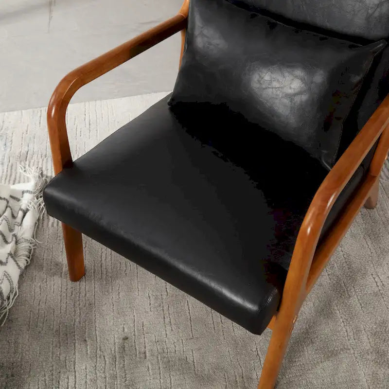 Moderner Akzentstuhl, gepolsterter Loungesessel aus Massivholz mit einem Kissen für Wohnzimmer, Schlafzimmer oder Gästezimmer