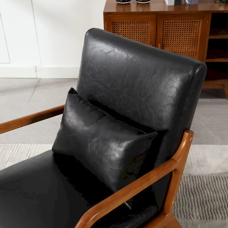 Moderner Akzentstuhl, gepolsterter Loungesessel aus Massivholz mit einem Kissen für Wohnzimmer, Schlafzimmer oder Gästezimmer