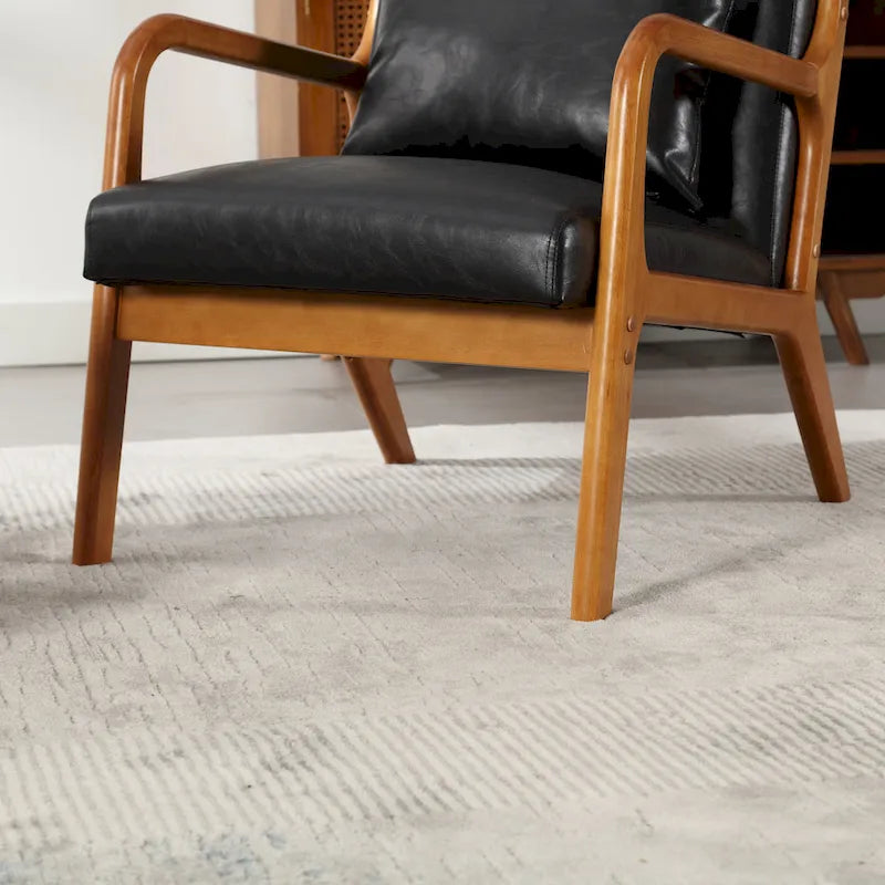 Moderner Akzentstuhl, gepolsterter Loungesessel aus Massivholz mit einem Kissen für Wohnzimmer, Schlafzimmer oder Gästezimmer