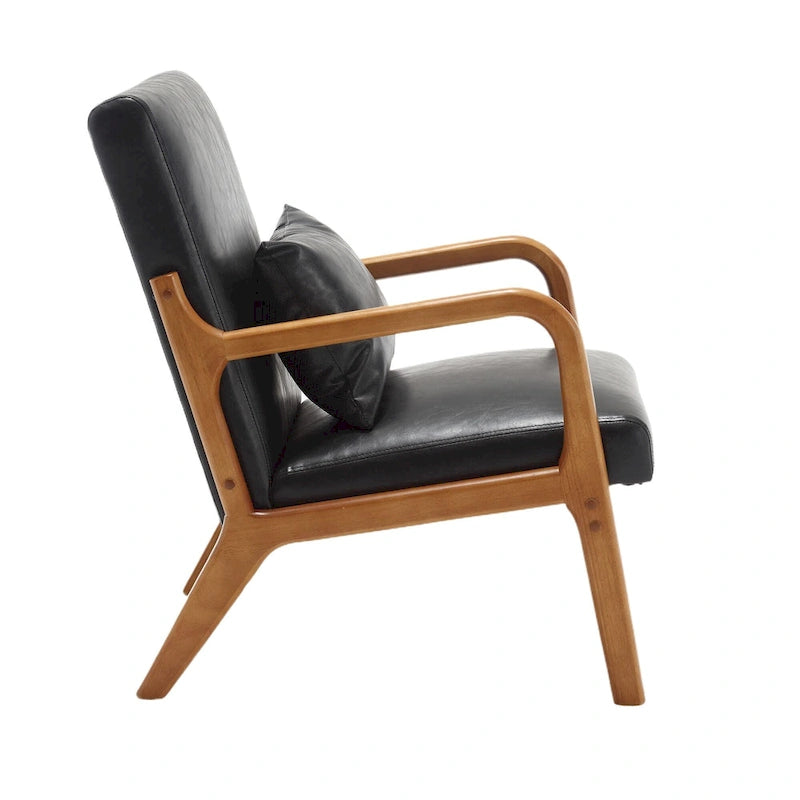 Moderner Akzentstuhl, gepolsterter Loungesessel aus Massivholz mit einem Kissen für Wohnzimmer, Schlafzimmer oder Gästezimmer