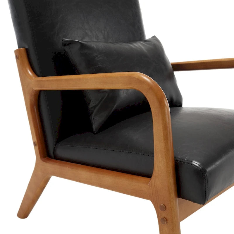 Moderner Akzentstuhl, gepolsterter Loungesessel aus Massivholz mit einem Kissen für Wohnzimmer, Schlafzimmer oder Gästezimmer