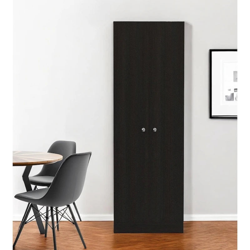 71 Schwarzer Vorrats- oder Wäscheschrank aus Holz - 23.6' X '70.8' X '11.8