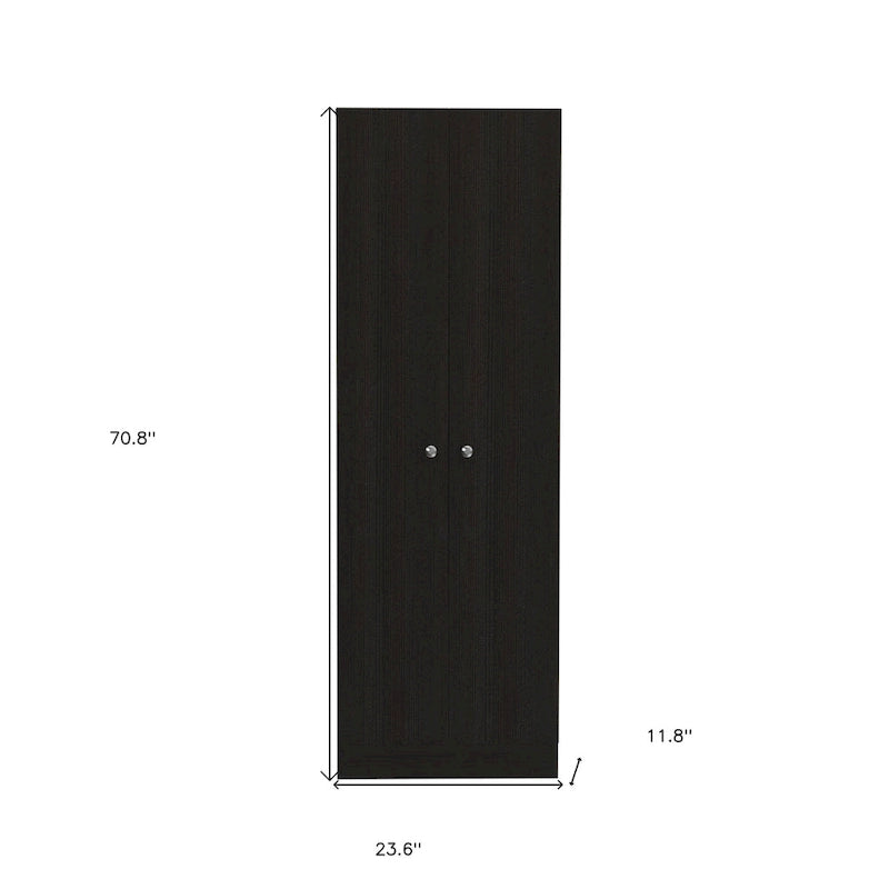 71 Schwarzer Vorrats- oder Wäscheschrank aus Holz - 23.6' X '70.8' X '11.8