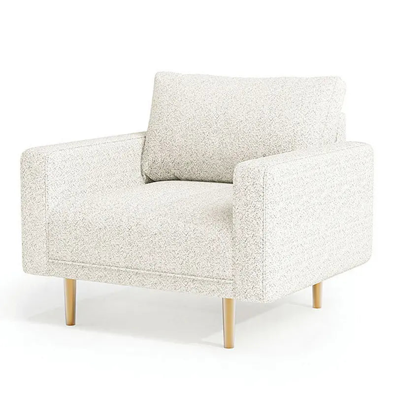 Accent Chair, Bench Seat w Track Arms, Plush Off White Boucle