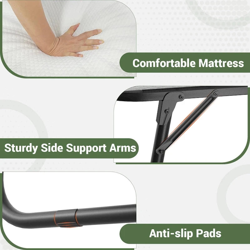 Letto pieghevole con materasso in memory foam da 5 pollici, letto aggiuntivo con rotelle per ospiti