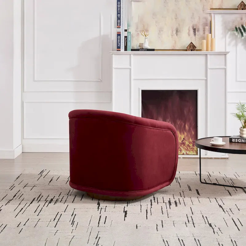 Draaibare accentstoel, 360 graden draaibare kuipstoel met fluwelen bekleding, comfortabele pompoenvormige draaistoel
