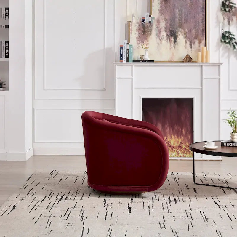 Draaibare accentstoel, 360 graden draaibare kuipstoel met fluwelen bekleding, comfortabele pompoenvormige draaistoel