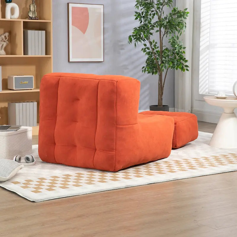 Modern 38.5 Velvet Upholstered Accent Chair with Memory Foam and Ottoman for Living Room