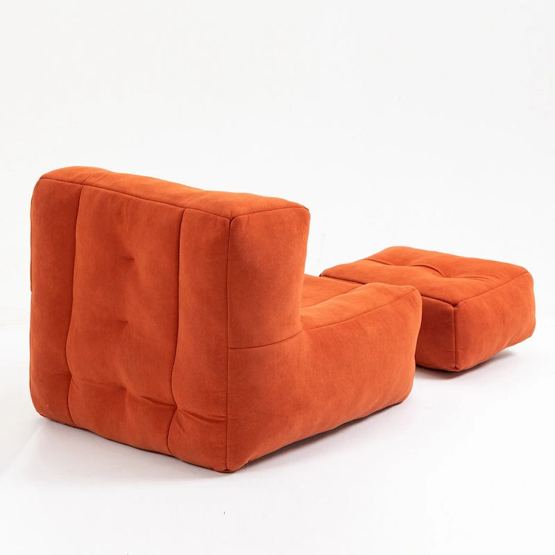 Modern 38.5 Velvet Upholstered Accent Chair with Memory Foam and Ottoman for Living Room