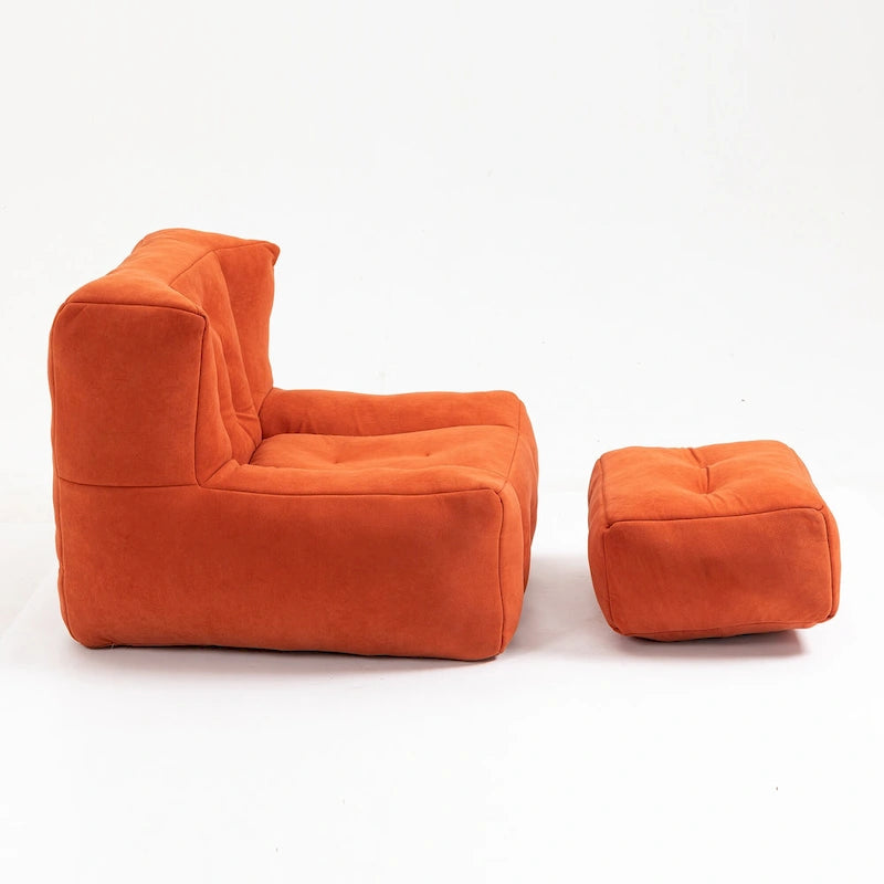 Modern 38.5 Velvet Upholstered Accent Chair with Memory Foam and Ottoman for Living Room