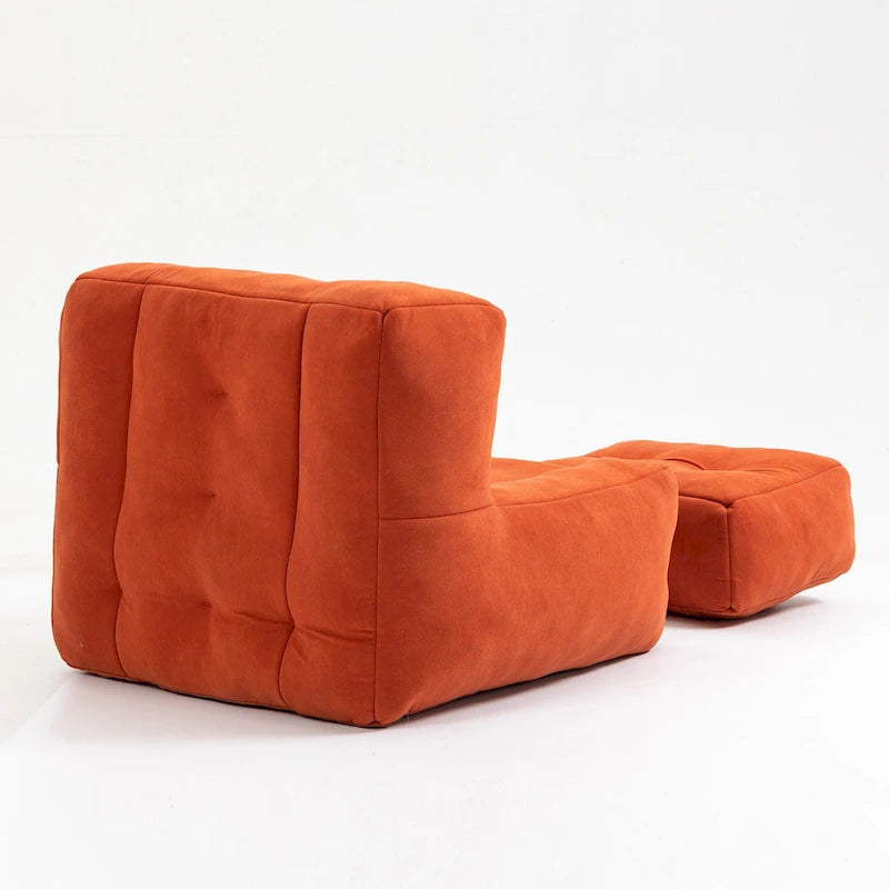 Modern 38.5 Velvet Upholstered Accent Chair with Memory Foam and Ottoman for Living Room
