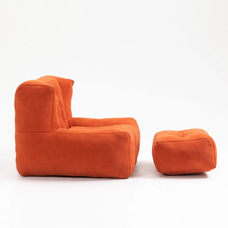 Modern 38.5 Velvet Upholstered Accent Chair with Memory Foam and Ottoman for Living Room