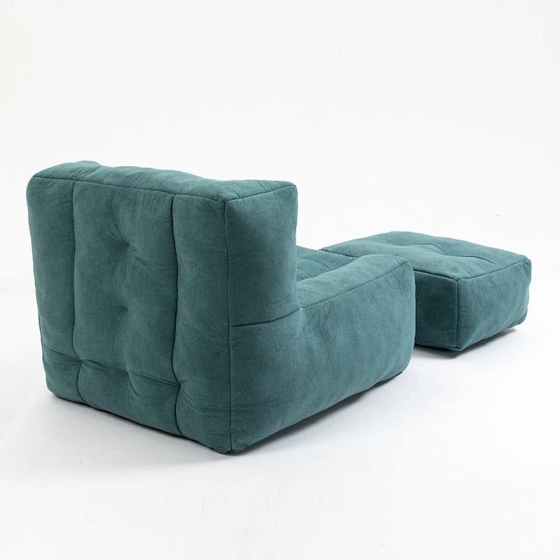 Modern 38.5 Velvet Upholstered Accent Chair with Memory Foam and Ottoman for Living Room