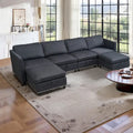 100" geräumiges U-förmiges 6-Sitzer-Sofa mit Stauraum, wendbarer Ottomane und bequemen, tiefen Sitzpolstern