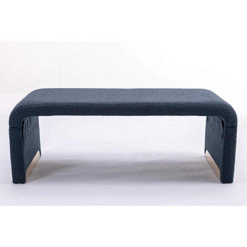 Moderner neuer Loveseat, Ottoman-Fußhocker und Schlafzimmerbank aus Bouclé-Stoff, Schuhbank mit goldfarbenen Metallbeinen