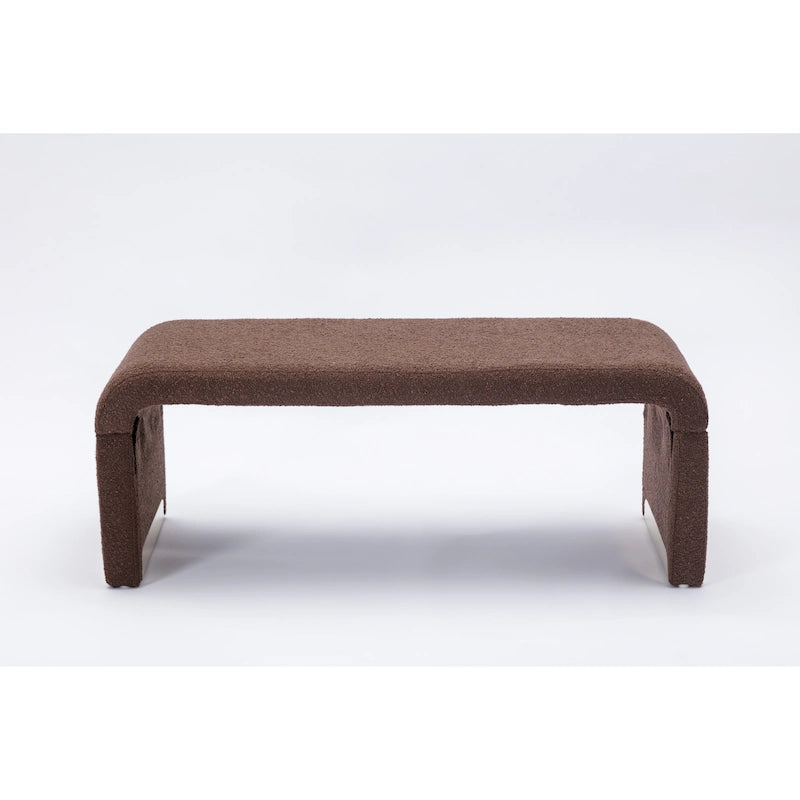 Moderner neuer Loveseat, Ottoman-Fußhocker und Schlafzimmerbank aus Bouclé-Stoff, Schuhbank mit goldfarbenen Metallbeinen