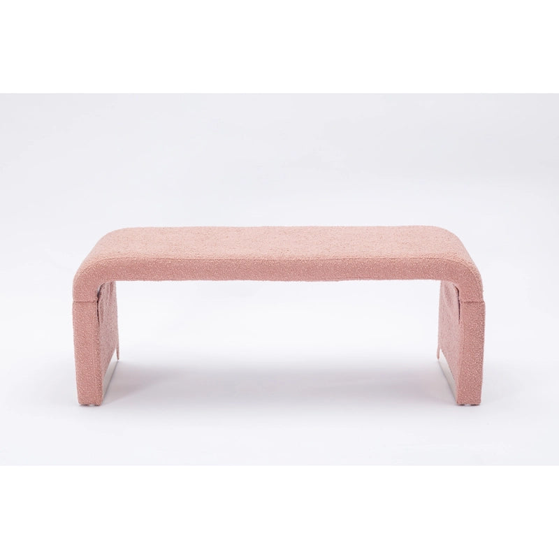 Moderner neuer Loveseat, Ottoman-Fußhocker und Schlafzimmerbank aus Bouclé-Stoff, Schuhbank mit goldfarbenen Metallbeinen