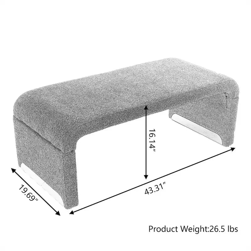Moderner neuer Loveseat, Ottoman-Fußhocker und Schlafzimmerbank aus Bouclé-Stoff, Schuhbank mit goldfarbenen Metallbeinen