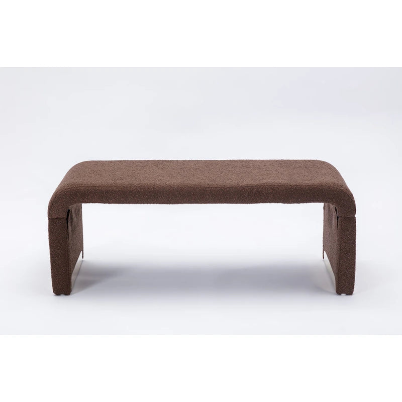 Moderner neuer Loveseat, Ottoman-Fußhocker und Schlafzimmerbank aus Bouclé-Stoff, Schuhbank mit goldfarbenen Metallbeinen