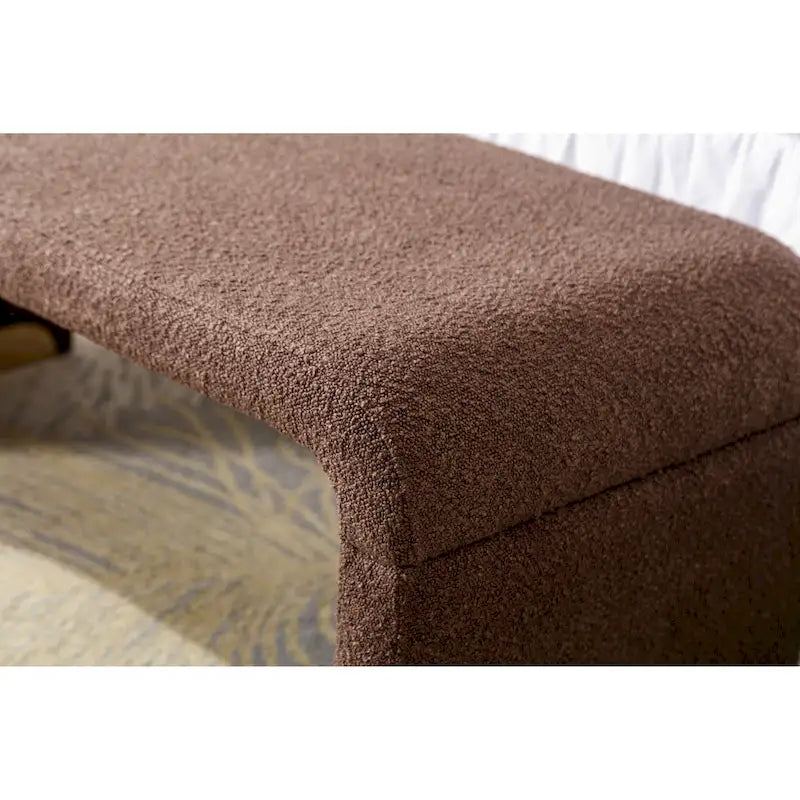 Moderner neuer Loveseat, Ottoman-Fußhocker und Schlafzimmerbank aus Bouclé-Stoff, Schuhbank mit goldfarbenen Metallbeinen