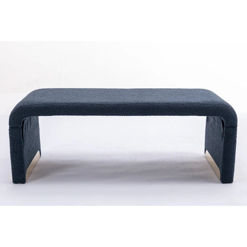 Moderner neuer Loveseat, Ottoman-Fußhocker und Schlafzimmerbank aus Bouclé-Stoff, Schuhbank mit goldfarbenen Metallbeinen