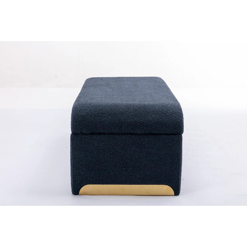 Moderner neuer Loveseat, Ottoman-Fußhocker und Schlafzimmerbank aus Bouclé-Stoff, Schuhbank mit goldfarbenen Metallbeinen