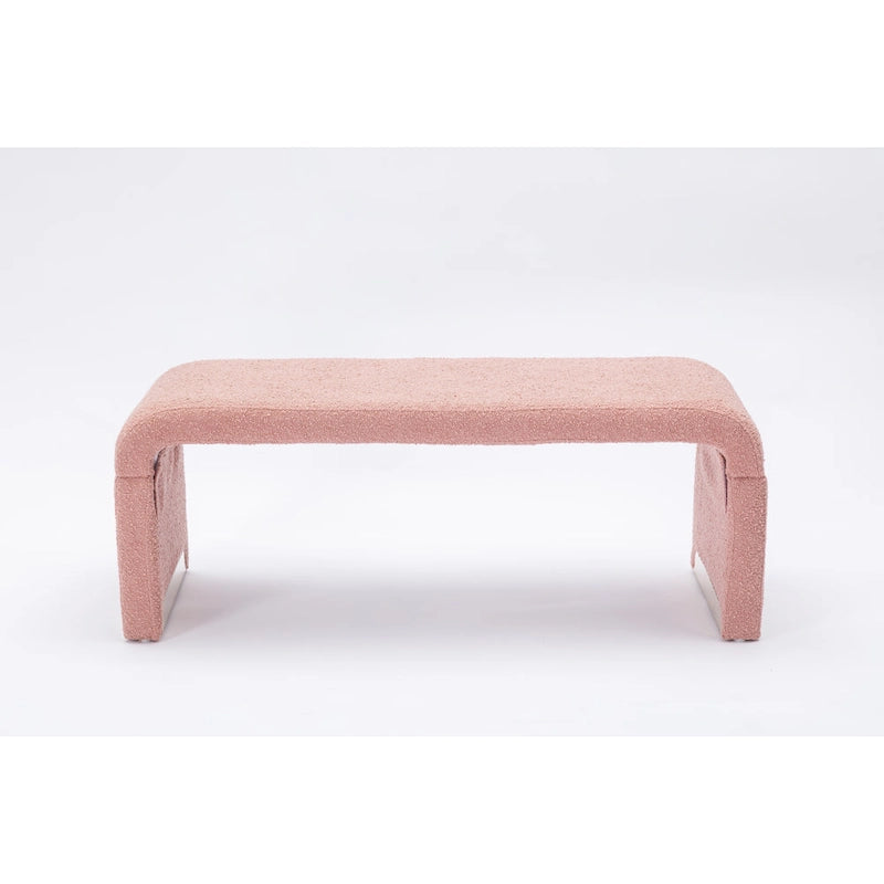 Moderner neuer Loveseat, Ottoman-Fußhocker und Schlafzimmerbank aus Bouclé-Stoff, Schuhbank mit goldfarbenen Metallbeinen