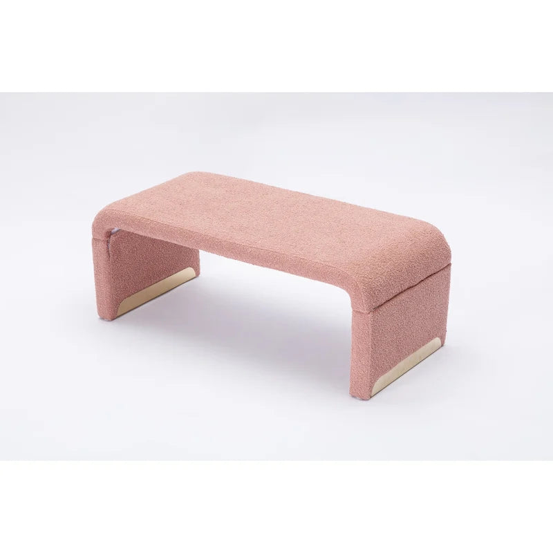 Moderner neuer Loveseat, Ottoman-Fußhocker und Schlafzimmerbank aus Bouclé-Stoff, Schuhbank mit goldfarbenen Metallbeinen