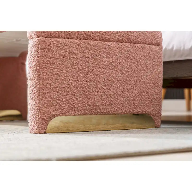 Moderner neuer Loveseat, Ottoman-Fußhocker und Schlafzimmerbank aus Bouclé-Stoff, Schuhbank mit goldfarbenen Metallbeinen