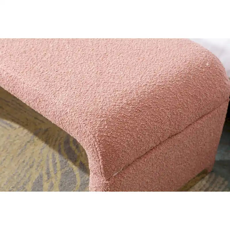 Moderner neuer Loveseat, Ottoman-Fußhocker und Schlafzimmerbank aus Bouclé-Stoff, Schuhbank mit goldfarbenen Metallbeinen