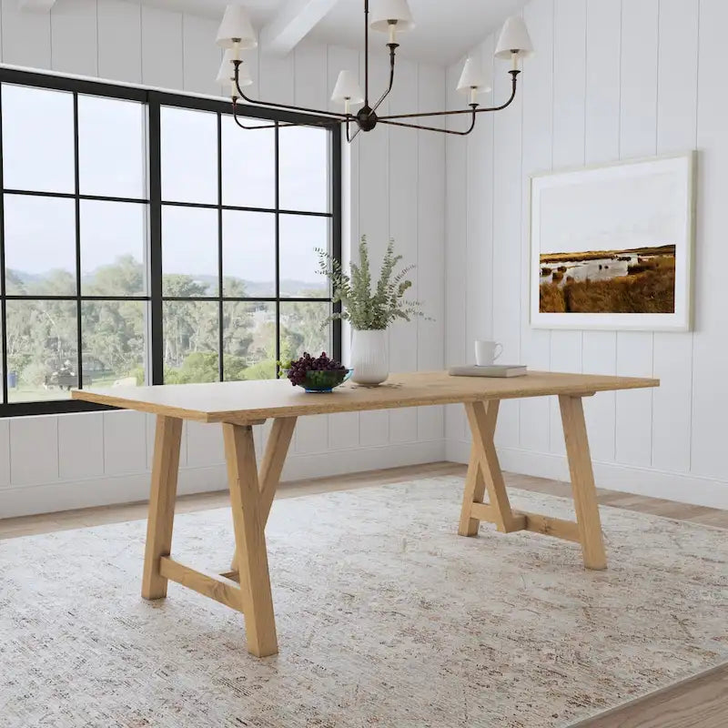 Brauner Esstisch aus Holz mit Wangengestell - 82 x 30 x 38