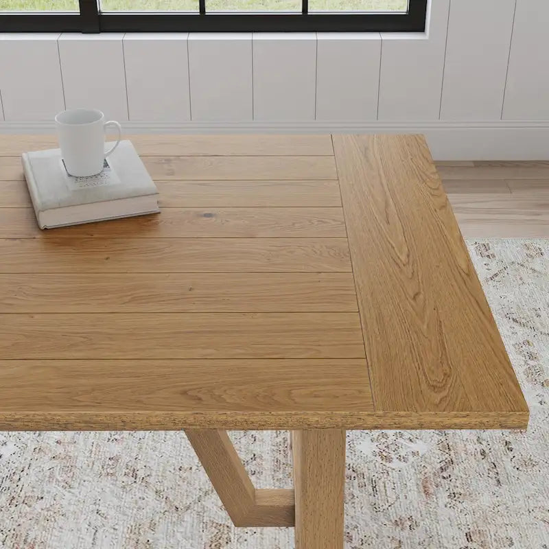 Brauner Esstisch aus Holz mit Wangengestell - 82 x 30 x 38