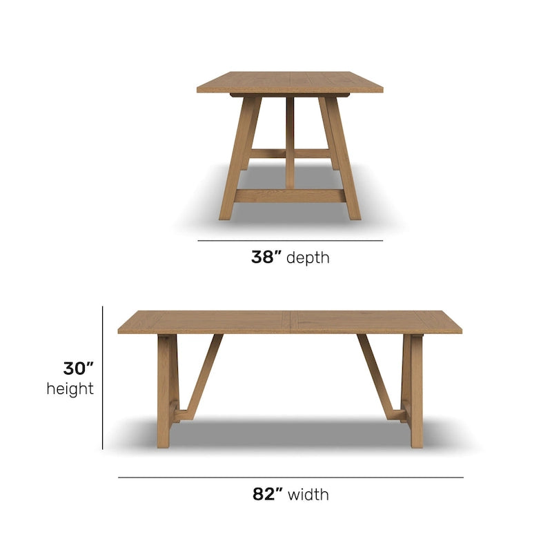 Brauner Esstisch aus Holz mit Wangengestell - 82 x 30 x 38