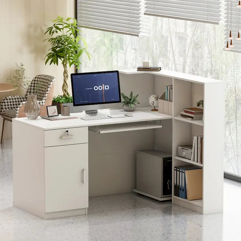 Scrivania da reception per computer con 1 cassetto e un'anta