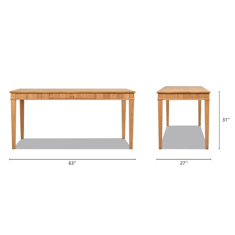 Scrivania da ufficio in legno di caucciù scanalato da 63
