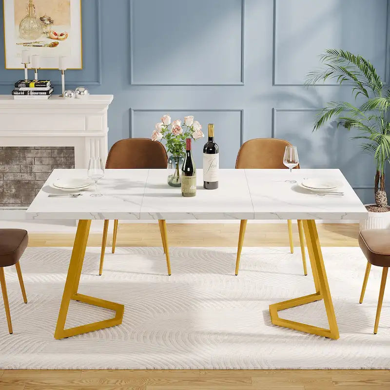 Rechthoekige eettafel, kleine keukentafel van 55 inch