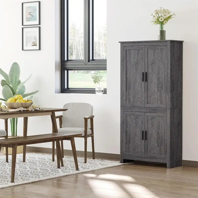 Despensa de cocina independiente con 4 puertas y 3 estantes ajustables