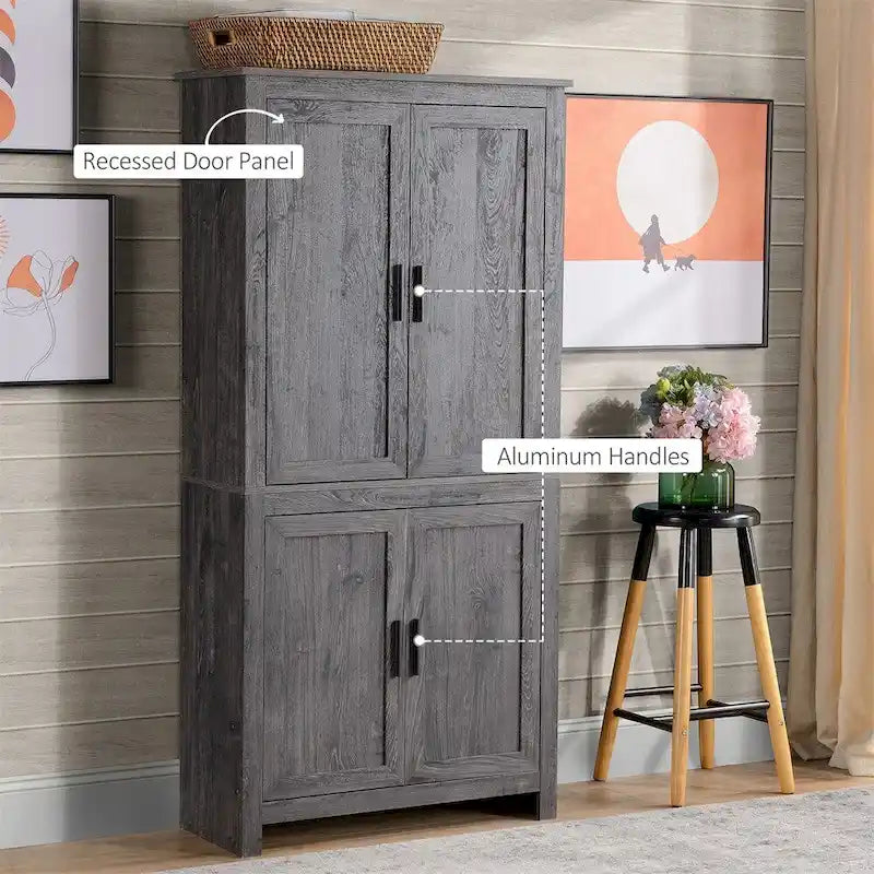 Despensa de cocina independiente con 4 puertas y 3 estantes ajustables