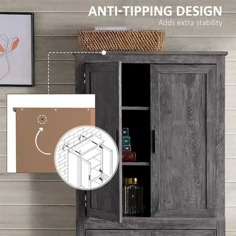 Despensa de cocina independiente con 4 puertas y 3 estantes ajustables