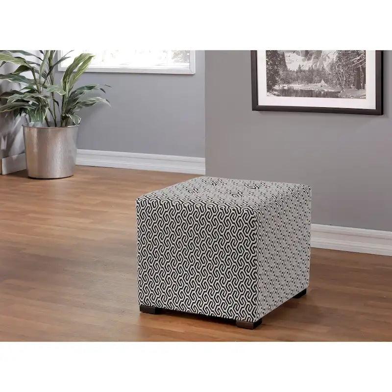 Quadratischer Ottoman im Übergangsstil mit Knopfheftung
